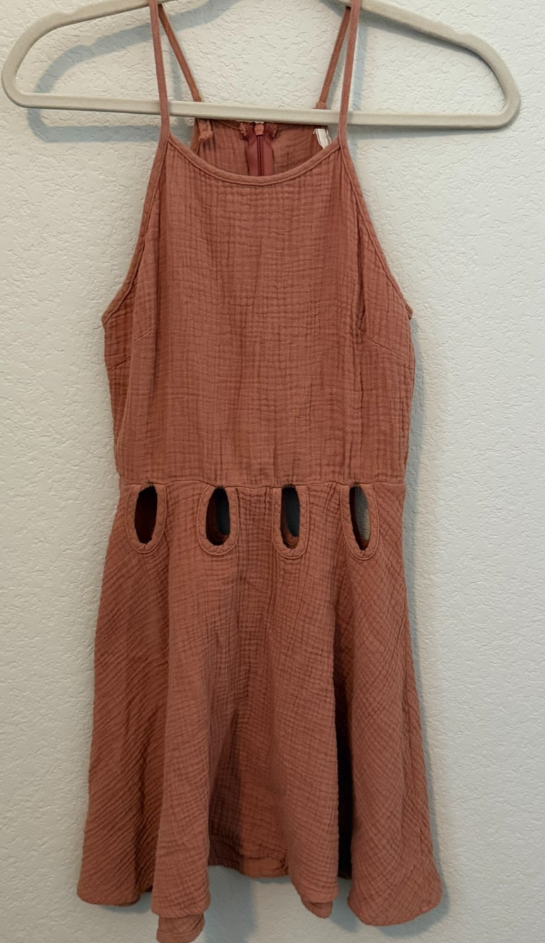 Poema Women’s Rust Cutout Midi Dress Sleeveless Boho Summer Casual Size S